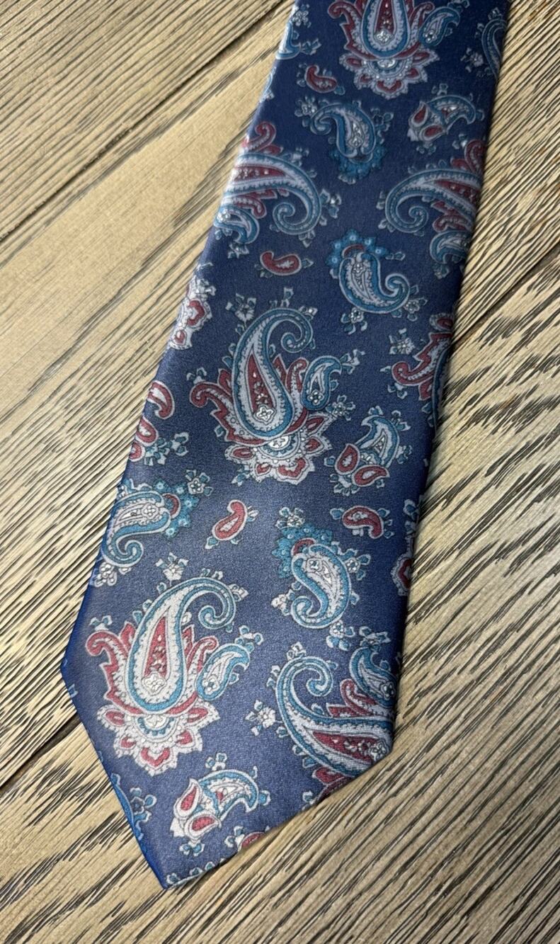 Buckingham Men's Tie Polyester Neck Tie Classic Blue Green Red Paisley Design